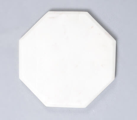 Classic Octagonal White Marble Coasters - Set of 4