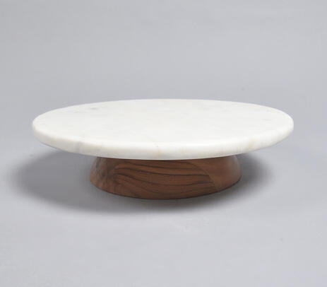 Fusion Mango Wood & Marble Cake Stand