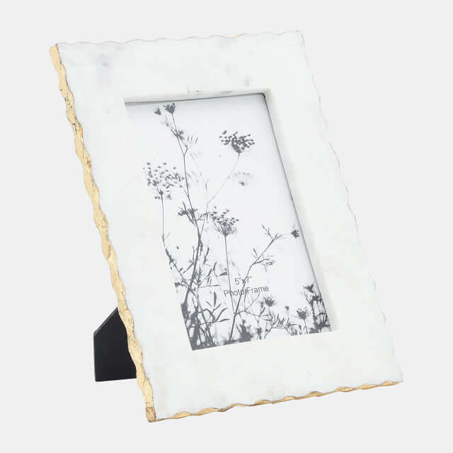 5x7 Marble Jagged Photo Frame With Gold Trim - Camellia House