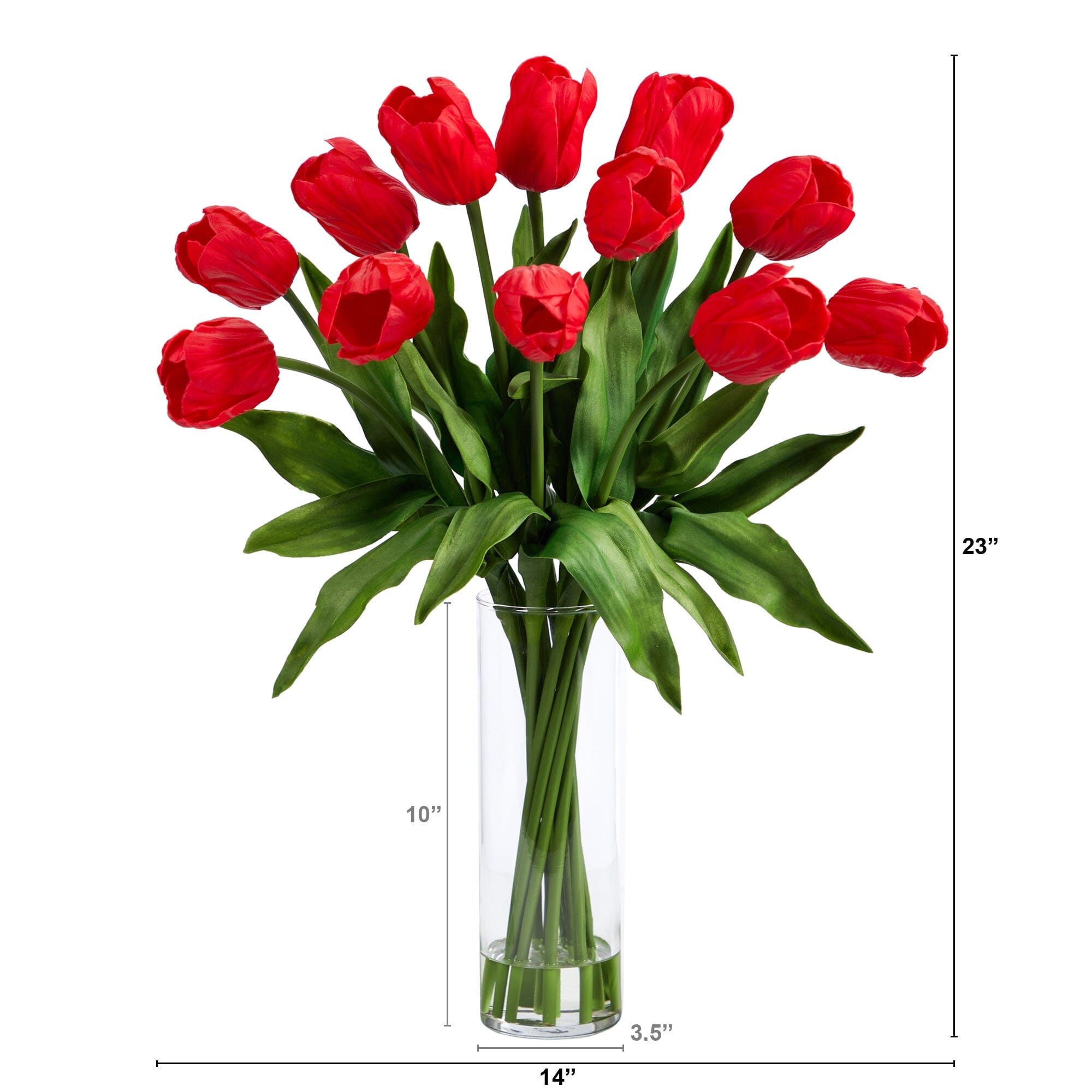 23” Artificial Tulip  Arrangement with Cylinder Glass Vase