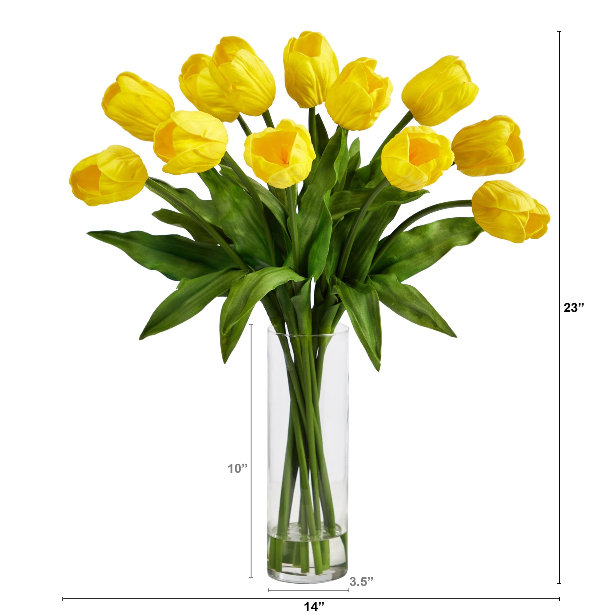 23” Artificial Tulip  Arrangement with Cylinder Glass Vase